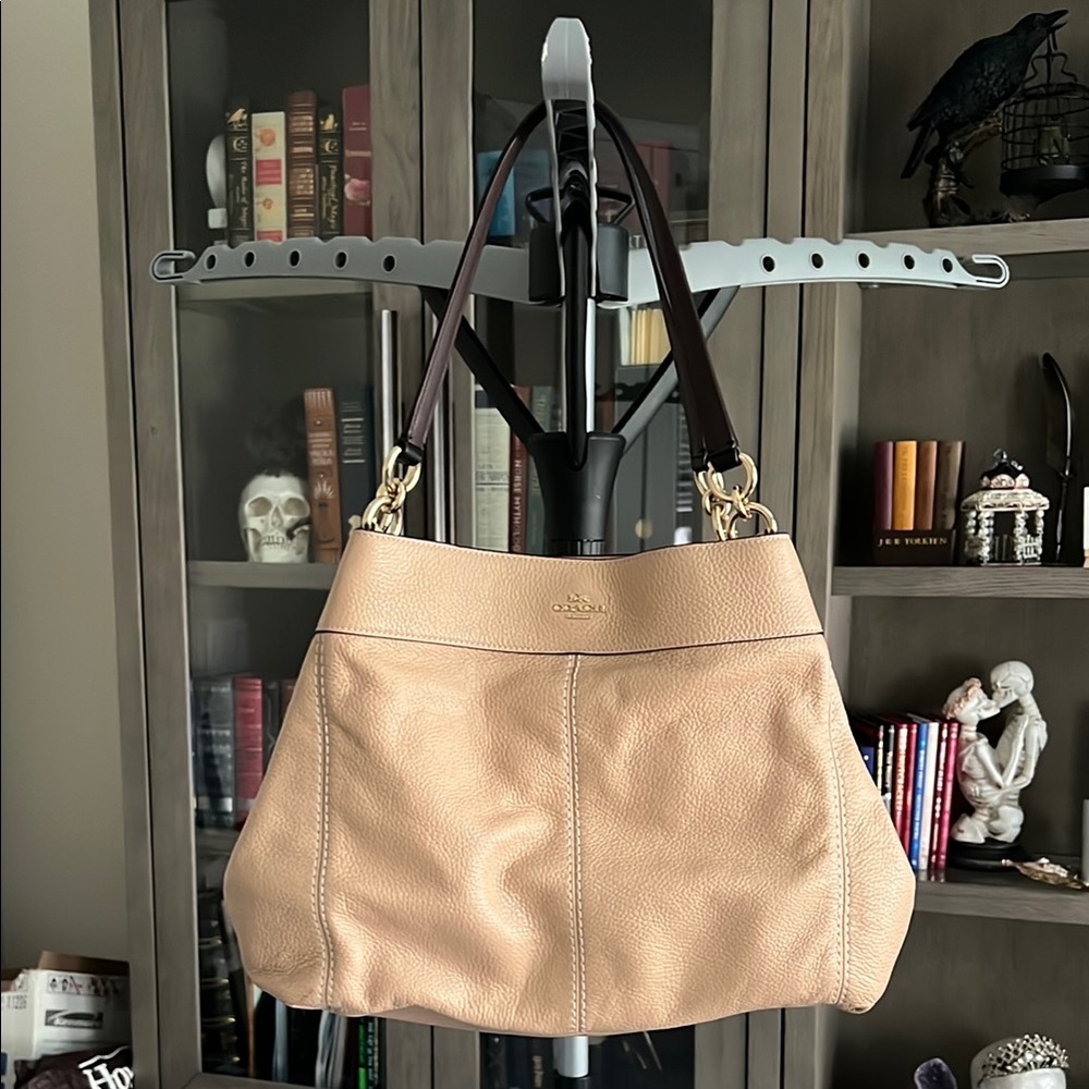 Coach Tan Structured Leather Shoulder Bag